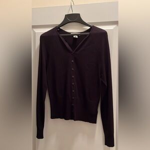 Nine West Fitted Button Down Cardigan Sweater Blk Sz L